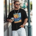 thumbnail image 4 of Camisetas de manga corta con diseño abstracto de sol y océano para hombre, camisetas de cuello redondo, 4 of 8