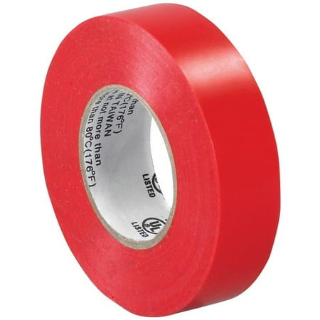 Tape Logic&reg; 6180 Electrical Tape, 1.25" Core, 0.75" x 60', Red, Case Of 200
