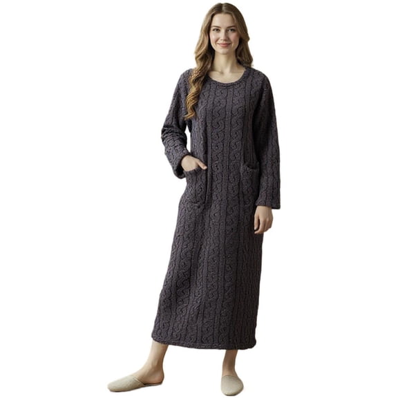 Women's Winter Coral Velvet Long Sleeve Night Dress: Soft, Warm and Slim-Fit for Home Wear