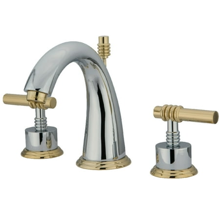 Kingston Brass Milano Two Handle 8" to 16" Widespread Lavatory Faucet with Brass Pop-up