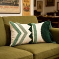 thumbnail image 2 of Boho Lumbar Throw Pillow Covers 12x20 Inch, Bohemian Tufted Decorative Pillow Covers with Tassels for Couch Sofa Bedroom Living Room 1 Pack, Green, 2 of 7