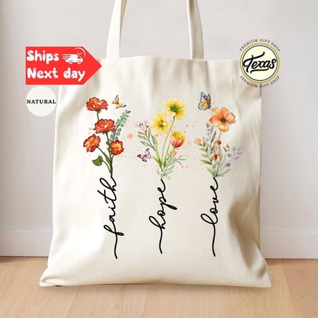 Wildflower Christian Tote Bag Faith Gift Bag