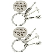 Custom Keychain Father's Day Gift Ring Fob Meaningful Gifts Personalized for Dad Holder Stainless Steel 2 Pcs