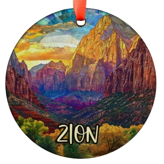 Custom Zion Ornament |Faux |Unique Utah Souvenir |Vacation Travel Gift | Holiday Anniversary |Christmas Decor, Holiday Keepsake, Xmas Tree Hanging Decoration, Seasonal Gift Idea, C
