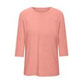 thumbnail image 4 of AherBiu 3/4 Sleeve Tops for Women Crewneck Stretch Basic Comfy Shirts Summer Casual Fitted Plain Tees, 4 of 4