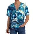 thumbnail image 1 of Fotbe Abstract Blue Skull Camisa Estampada de Manga Corta para Hombre, Casual de Verano, Estilo Playero, Sin Arrugas-3X-Large, 1 of 5