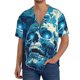 thumbnail image 1 of Fotbe Abstract Blue Skull Camisa Estampada de Manga Corta para Hombre, Casual de Verano, Estilo Playero, Sin Arrugas-XX-Large, 1 of 5