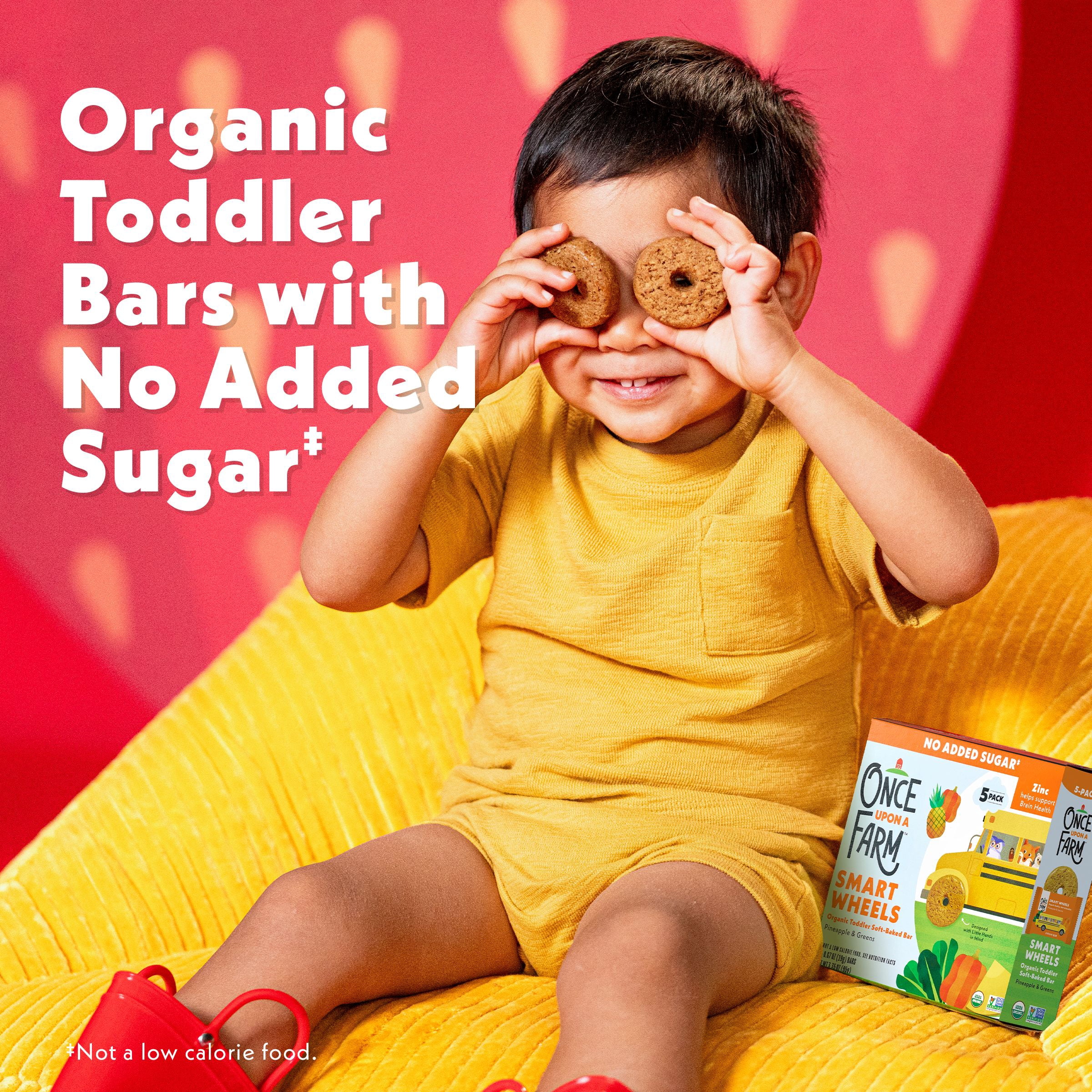 Once Upon a Farm Organic Smart Wheels Toddler Bar, Pineapple & Greens, 5ct