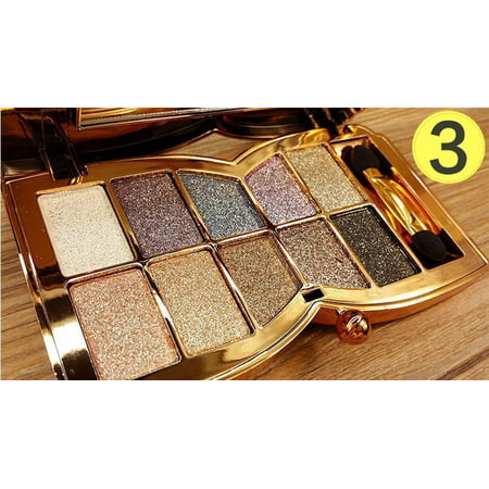 10 Colors Professional Diamond Eyeshadow Palette & Cosmetic Brush Makeup Kit Set