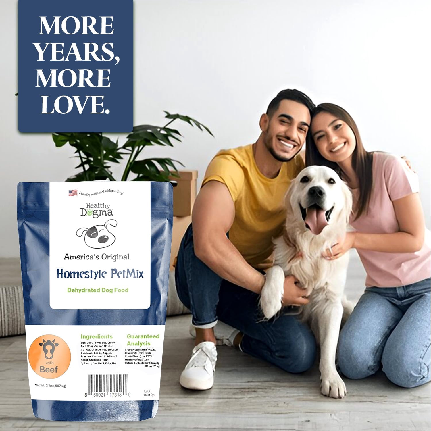 Healthy Dogma Homestyle PetMix with Real Beef – Dehydrated Homemade Dog Food, All-Natural Ingredients, No Preservatives, Easy-to-Make Daily Meal – 2 lbs (Makes 4 lbs)