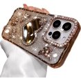 thumbnail image 6 of for iPhone 16 Pro Max Bling Case, Shockproof Luxury Shiny Diamond 3D Butterfly Glitter Gilry Woman Thin Soft Phone Cover with Love Heart Makeup Mirror for iPhone 16 Pro Max 6.9 inch (Gold), 6 of 6