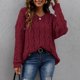 thumbnail image 1 of Suéter de cuello en V para mujer, otoño/invierno, nuevo, suéter holgado con capucha y cuello de punto con giros de masa espesa., 1 of 7
