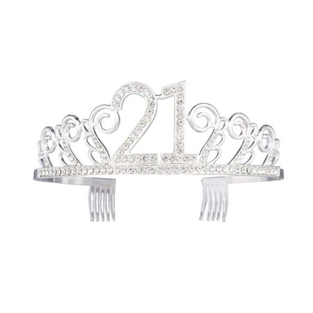 21st Birthday Party Tiara Sparkle Glitter Rhinestone Twinkling Princess Party Crown with Comb New