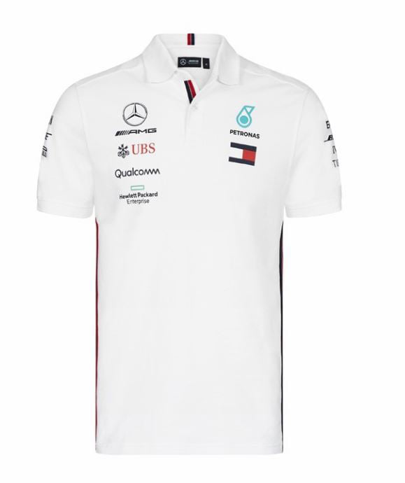 Mercedes AMG Petronas Motorsport 2019 Mens Team Polo Shirt White