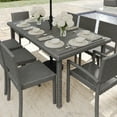 thumbnail image 6 of Martha Stewart 71" Indoor-Outdoor Patio Table with Engineered Wood Top in Gray Rattan Wicker, 6 of 11