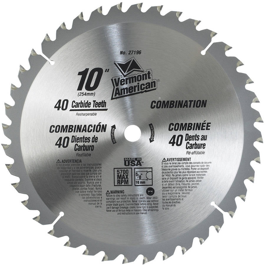Vermont American Trade Duty Rip/Cross Cut 12" 40 Carbide Tooth Saw Blade 