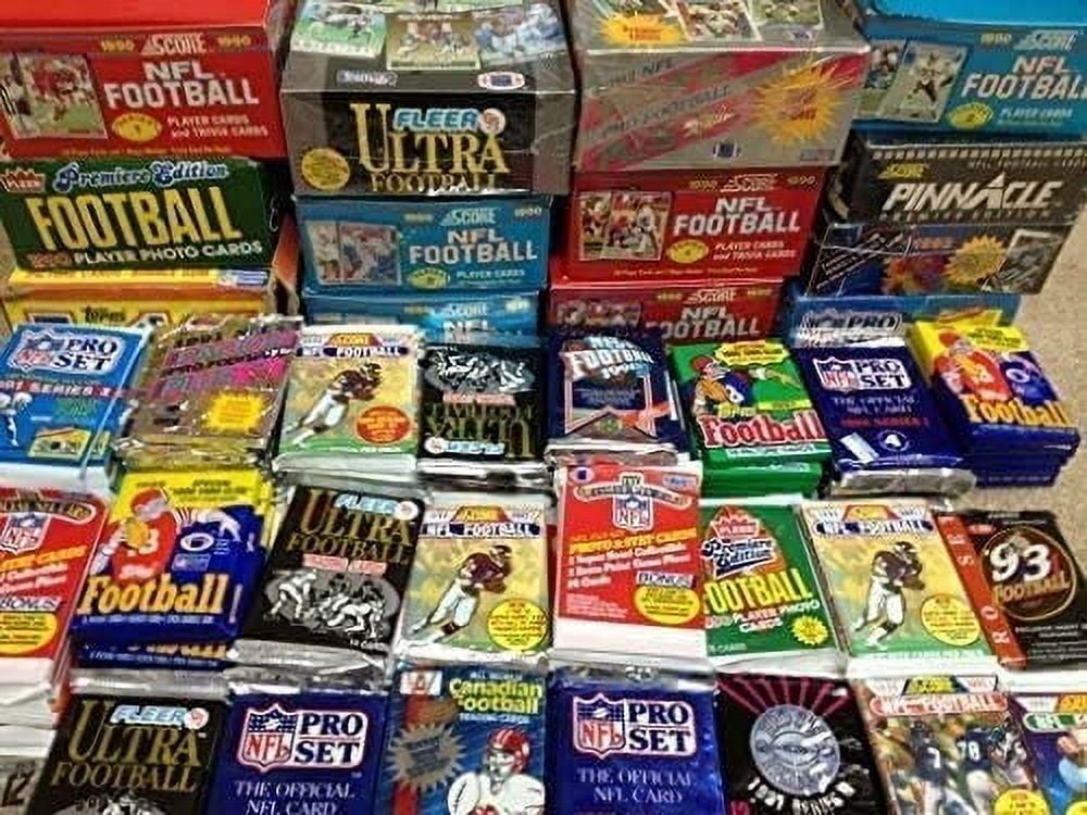 300 Vintage NFL Football Cards in Old Sealed Wax Packs - Perfect for New Collectors