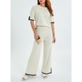 thumbnail image 5 of Inevnen Sweater Sets for Women 2 Piece Lounge Sets Short Sleeve Knit Pullover Tops Wide Leg Pants, 5 of 8