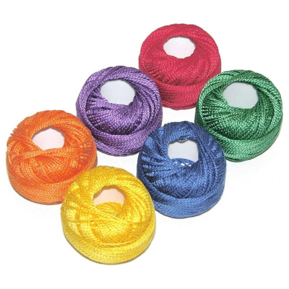 Finca Perle Cotton Size 8 Thread Sampler - Sashiko, Embroidery, Quilting (Crayon) - 100% Egyptian Cotton, Mercerized, 77 Yards Per Spool