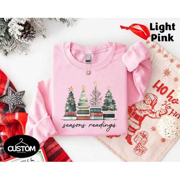 Seasons Readings Sweatshirt | Christmas Books and Trees Holiday Pullover