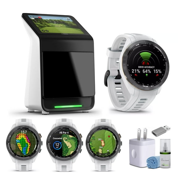 Garmin Approach R50 Premium Golf Launch Monitor and Simulators With Carrying Case, Advanced Ball and Club Metrics   Garmin Approach S70 Premium GPS Golf WatchS, White (42mm) Bundle