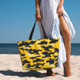 thumbnail image 5 of Women'S Large Capacity Beach Bag Travel Bag 17.7×15in Waterproof And Durable Portable Can Be Used For Daily Play Travel Shopping Gym Vector Camouflage Pattern Yellow_3, 5 of 5