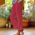 thumbnail image 2 of YOTMKGDO Linen Pants Women | Women's Loose Pocket Patchwork Cotton and Linen Casual Pants, Watermelon Red Medium, 2 of 7