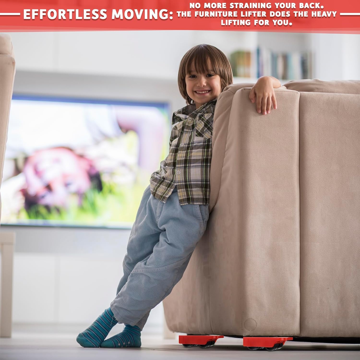 Furniture Lifter Tool & Moving Sliders Set 360° Rotating Wheels Up to 220 lbs, Refrigerator Movers with Smooth Glide, Non-Scratch Design for Hardwood Floors, Home Office Appliances
