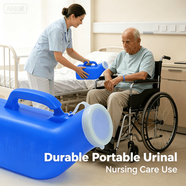 Durable Thick Plastic Male Urinal – 1200ml Reusable Pee Bottle with Wide Non-Slip Base & Easy-Carry Handle, Leak-Proof Travel Urinal for Outdoor and Home Care