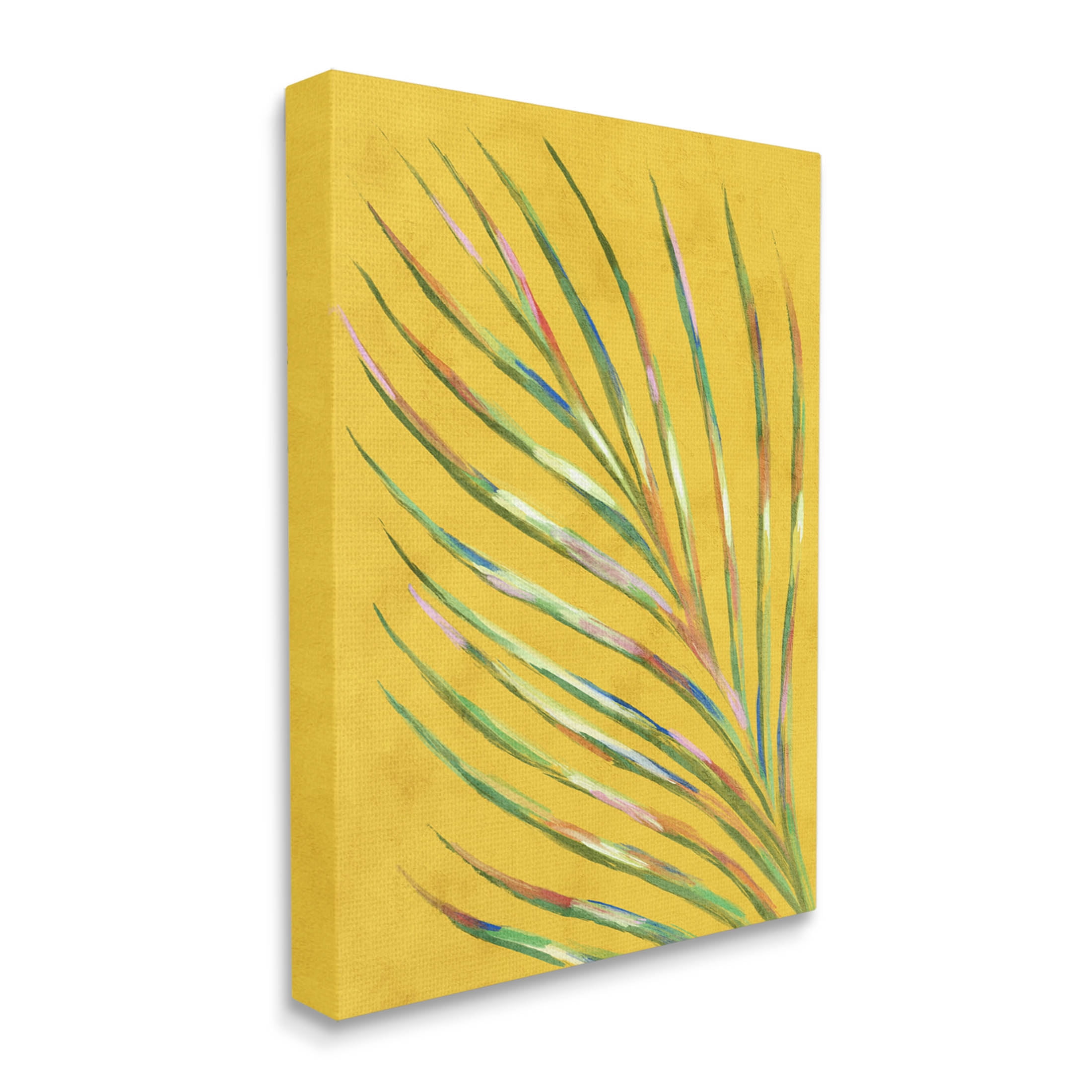 Bold Yellow Palm Leaf Petals Botanical & Floral Graphic Art Gallery Wrapped Canvas Print Wall Art