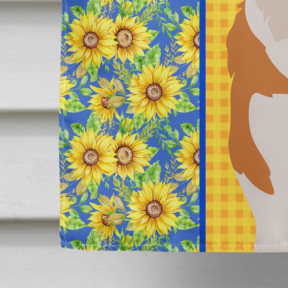 Carolines Treasures WDK5498CHF 40 x 28 in. Summer Sunflowers Red Pembroke Corgi Canvas House Flag