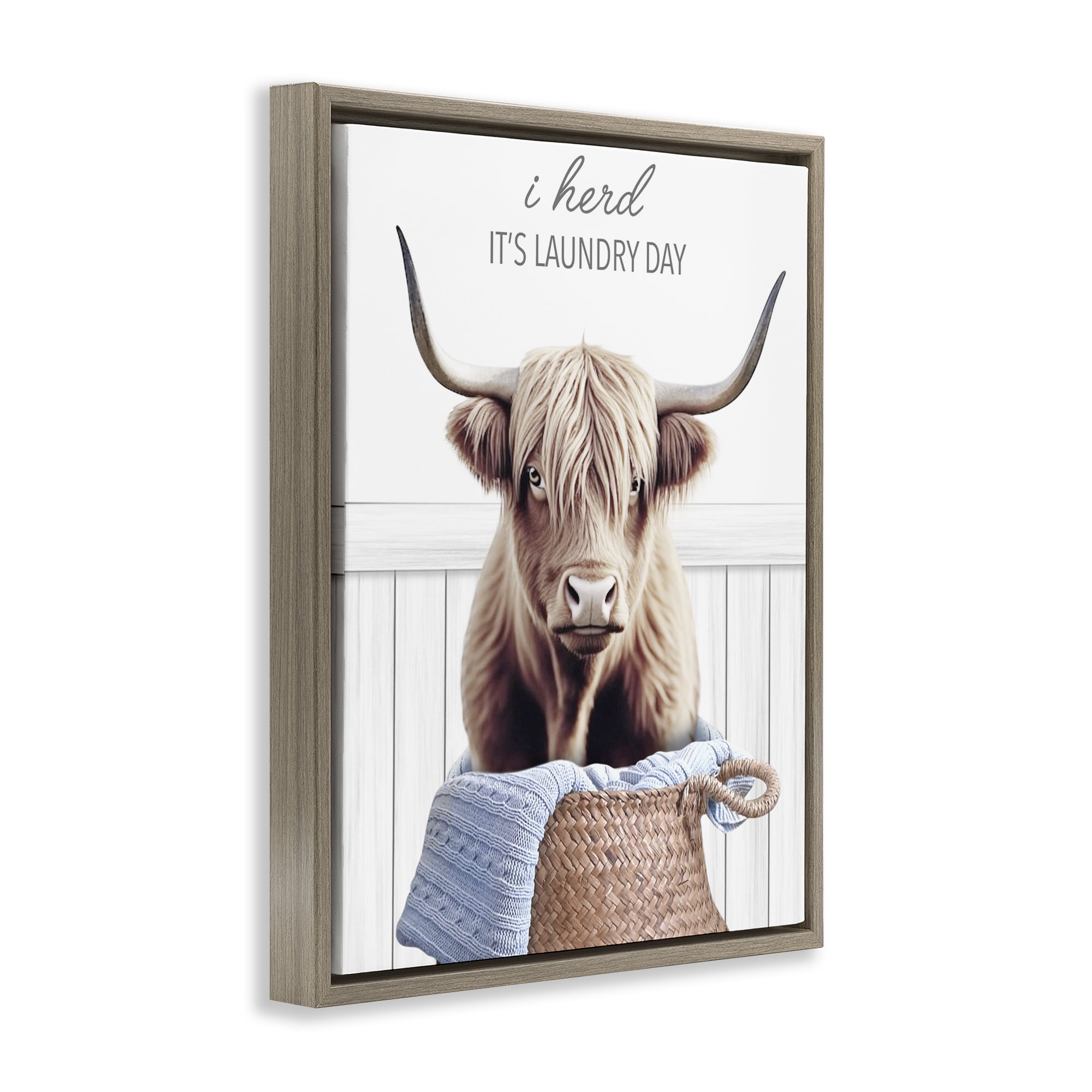 Herd It's Laundry Day Brown Framed Floater Canvas Wall Art, design by Marcus Prime