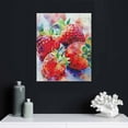 thumbnail image 5 of Nawypu  Framed Canvas Print Wall Art Watercolor Splash Strawberry Trio Fruit Food Illustrations Realism Rustic Nature Relax/Calm Multicolor Neon for Living Room, Bedroom, Office Black, 5 of 5