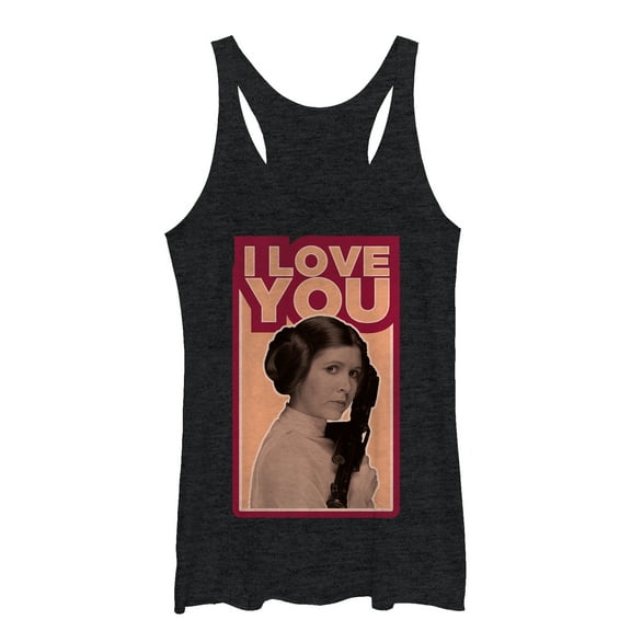 Women's Star Wars Princess Leia Quote I Love You Racerback Tank Top Black Heather Small
