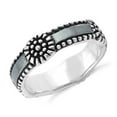 thumbnail image 2 of 925 Sterling Silver Oxidized Platinum Plated Flower Oxidized Band Women Valentines Day Gifts Ring, 2 of 4
