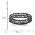 thumbnail image 5 of 925 Sterling Silver Stackable Black-plated Carved Band Wedding Anniversary Ring Size 6, 5 of 6