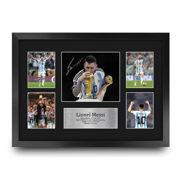 Cuadro impreso de Lionel Messi Argentina con autógrafo 40x30 cm