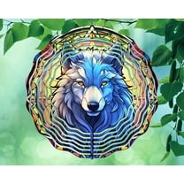 10 Inch Timber Wolf Wind Spinner Yard Decor Aluminum Sublimated Garden Art Indoor Outdoor 3D Kinetic …