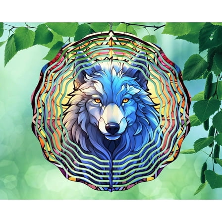 10 Inch Timber Wolf Wind Spinner Yard Decor Aluminum Sublimated Garden Art Indoor Outdoor 3D Kinetic …