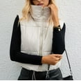 thumbnail image 3 of Baberdicy Puffer Vest Women's Standing Collar Vest Warm Slim Zipper Loose Sleeveless Jacket Womens Vest White, 3 of 8