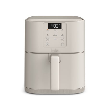 bella 6 Qt Slim Digital Air Fryer with EverGood™ Ceramic Nonstick Coating, 6 Preset Cooking Options, Oatmilk