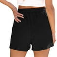 thumbnail image 2 of Vedolay Womens 2023 Black Stretchy High Waisted Shorts Leather Paper Bag Shorts with Pockets,Black M, 2 of 5
