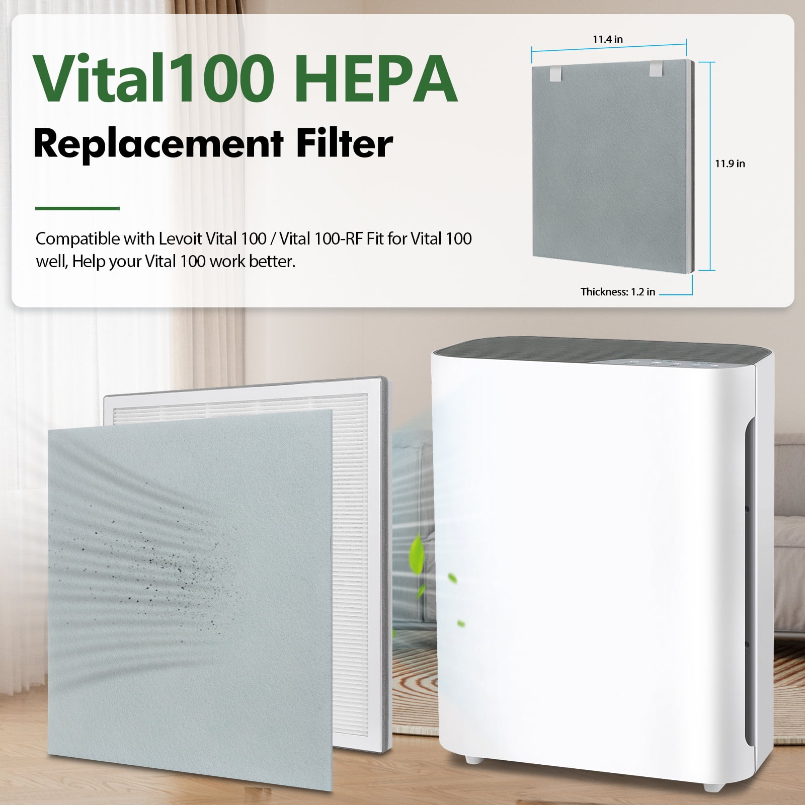 FFAC 2+4 Pack Vital 100 Replacements Filter for LEVOIT Vital 100 Air Purifier, Vital 100-RF