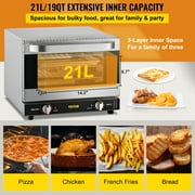 VEVOR Commercial Convection Oven, 21L/19Qt, 1440W 3-Tier Toaster with Front Glass Door,Electric Baking Oven with Trays Wire Racks Clip Gloves