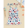 thumbnail image 3 of Suealasg 4th of July Little Girl Cami Jumpsuit 1T 2T 3T 4T 5T Kids Girls Sleeveless Star Print Tie Up Spaghetti Strap Romper Shorts Toddler Girl Summer Independence Day Clothes, 3 of 9
