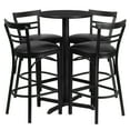 thumbnail image 2 of Flash Furniture 24'' Round Black Laminate Table Set with X-Base and 4 Two-Slat Ladder Back Metal Barstools - Black Vinyl Seat, 2 of 3
