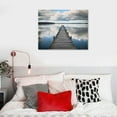 thumbnail image 3 of PRATYUS Fall Decor Calm Lake Pier Canvas Wall Art Picture 20x16in for Living Room Bedroom 20x16in, 3 of 3