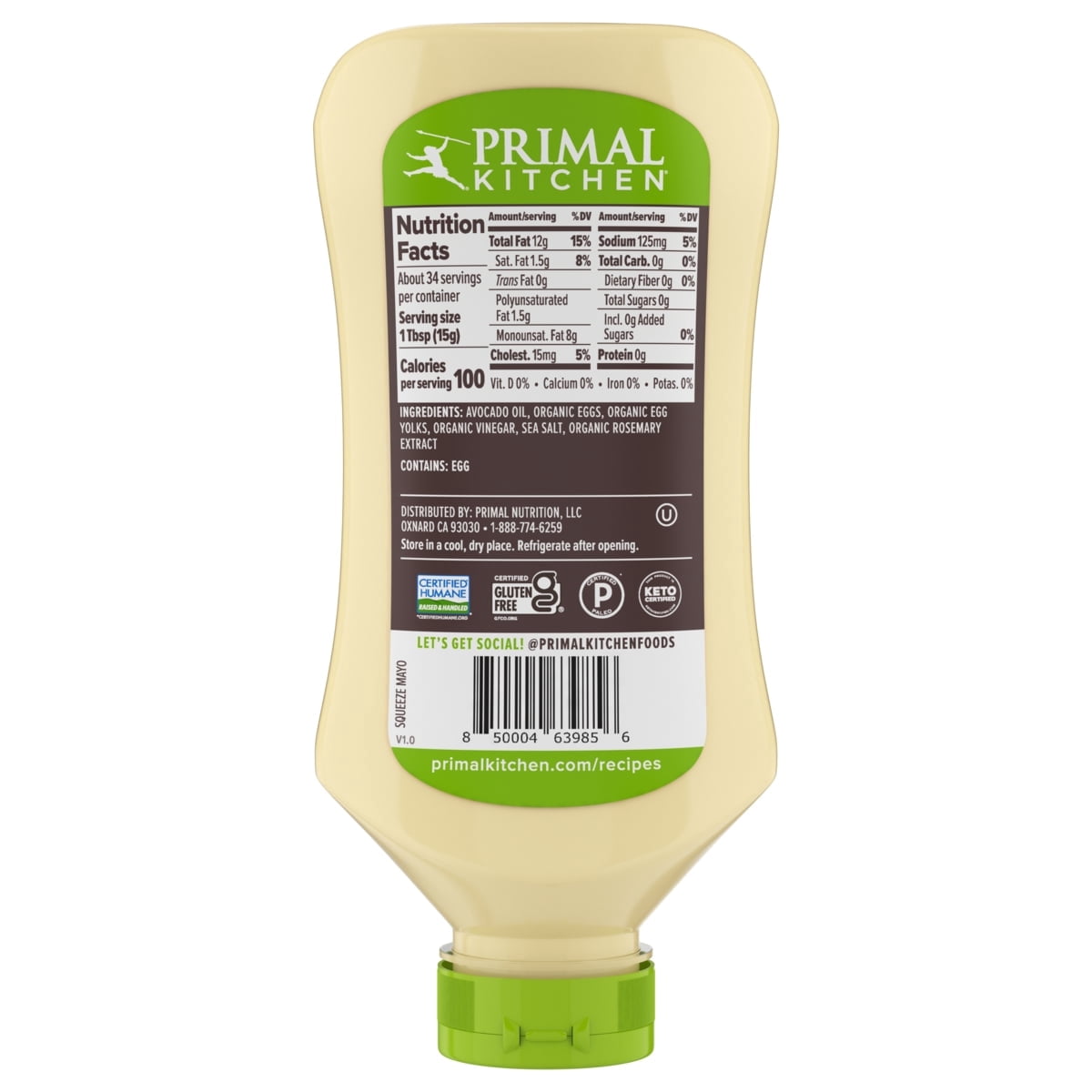 Primal Kitchen Squeeze Mayonnaise Made with Avocado Oil 3 Count 17 fl Oz