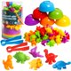thumbnail image 1 of Contar juguetes de dinosaurios Juegos a juego con tazones de clasificación Clasificación de juguetes para niños pequeños Actividades de aprendizaje preescolar para matemáticas Color Sensorial Montesso, 1 of 5