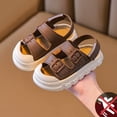 thumbnail image 2 of Unisex Kids Summer Slide Sandals Baby Comfort Anti-Slip Open Toe Adjustable Walking Beach Shower Shoes for Boys Girls Brown 7 M(22), 2 of 9